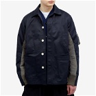 Sacai Men's Chino x Nylon Shirt Jacket in Navy/Taupe
