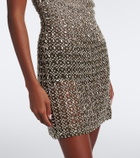 Là Fuori Gilded crystal-embellished minidress