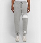 Thom Browne - Tapered Striped Loopback Cotton-Jersey Sweatpants - Men - Gray