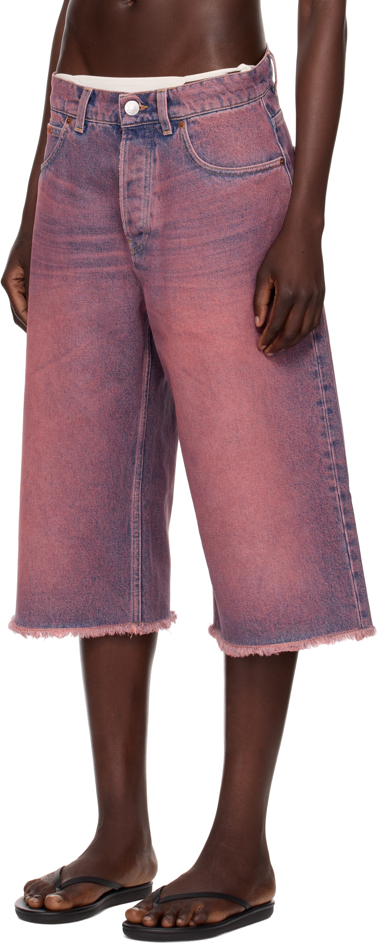 Martine Rose SSENSE Exclusive Pink Faded Denim Shorts