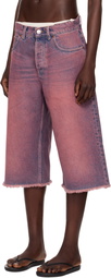 Martine Rose SSENSE Exclusive Pink Faded Denim Shorts