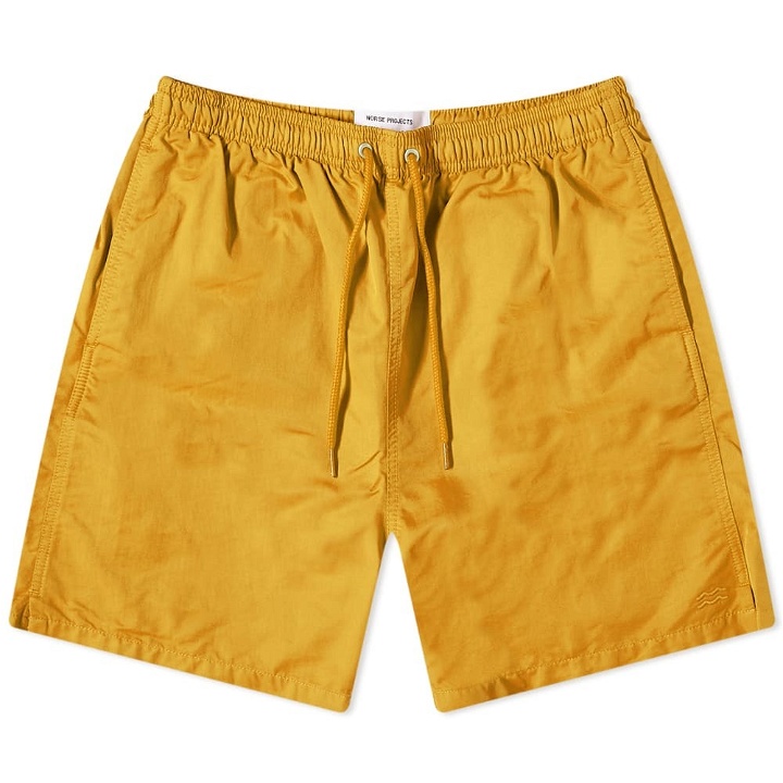 Photo: Norse Projects Men's Hauge Swim Short in Chrome Yellow