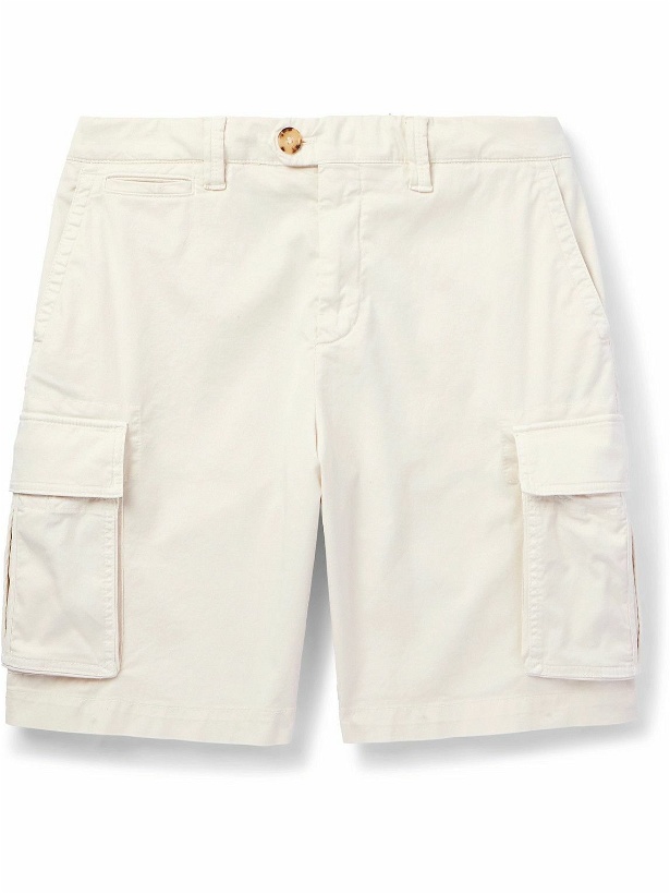 Photo: Brunello Cucinelli - Straight-Leg Cotton-Blend Twill Cargo Shorts - Neutrals