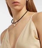 Mateo Water Droplet 14kt gold and leather necklace