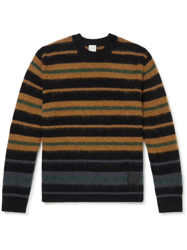 Photo: Paul Smith - Striped Virgin Wool-Blend Sweater - Black