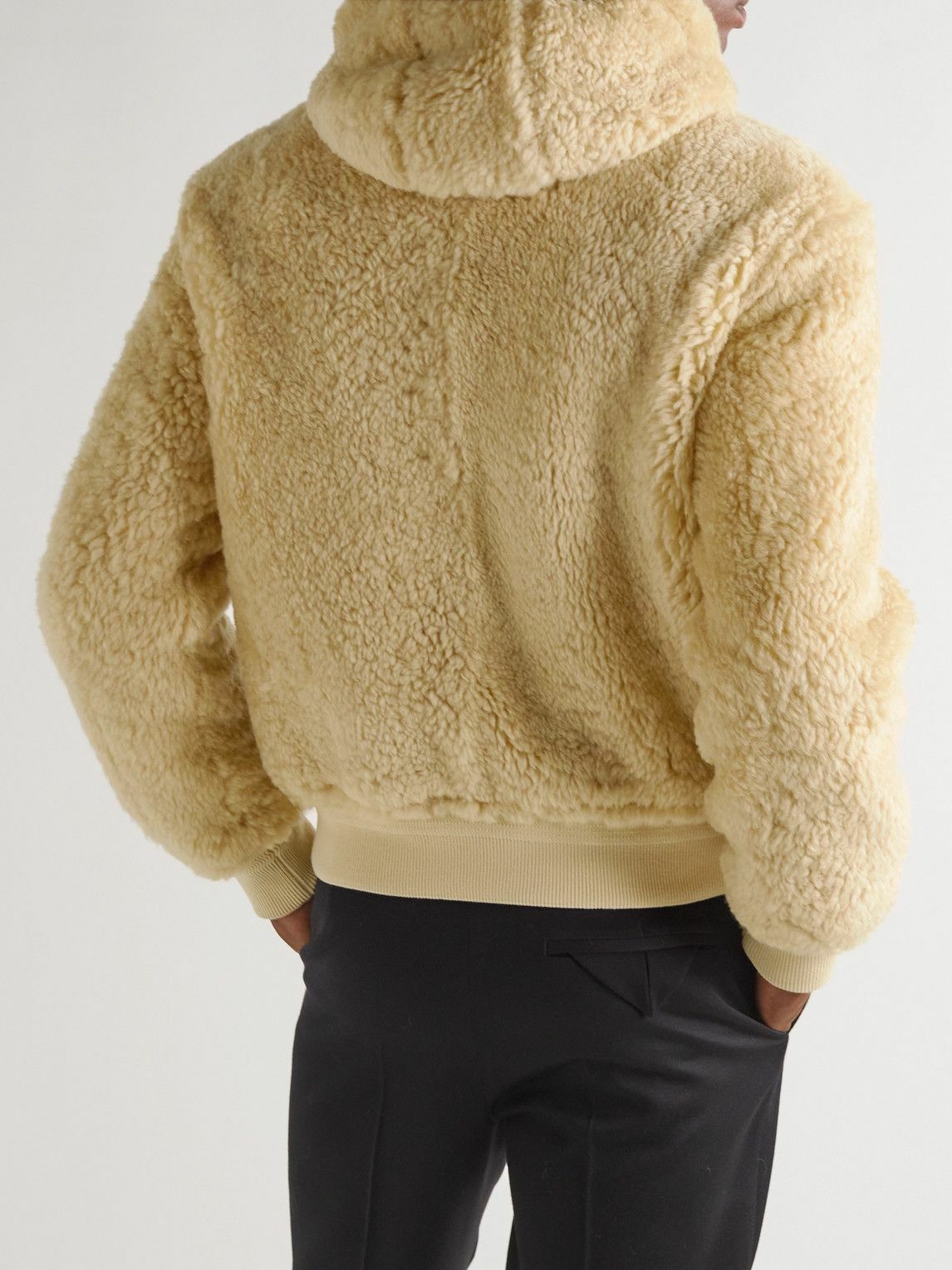 VIP【関税送料無料】希少 Bottega Veneta Blouson Shearling Shearling-trimmed leather blouson in blue - Bottega Veneta