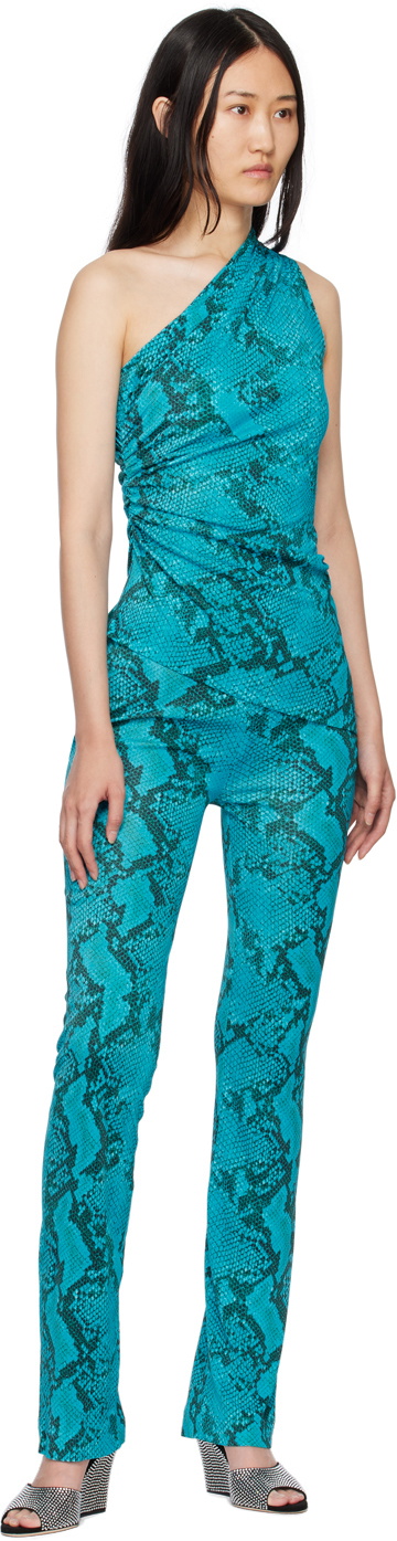 Atlein Blue One Shoulder Tank Top