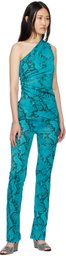 Atlein Blue One Shoulder Tank Top