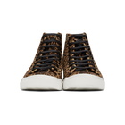 Saint Laurent Tan and Brown Leopard Malibu Mid-Top Sneakers