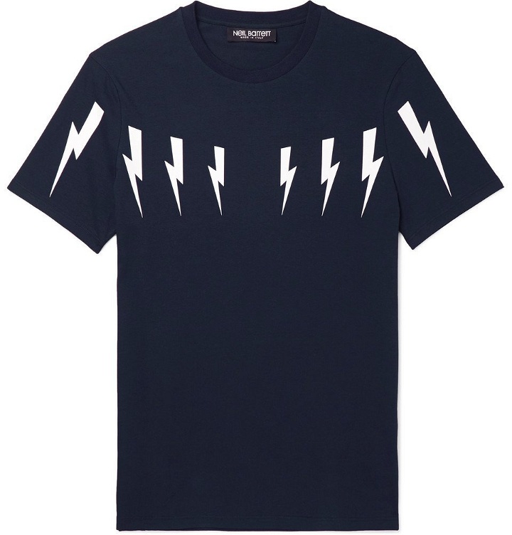 Photo: Neil Barrett - Printed Stretch-Cotton Jersey T-Shirt - Men - Navy