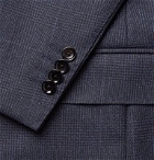Beams F - Navy Prince of Wales Checked Wool Suit Jacket - Blue