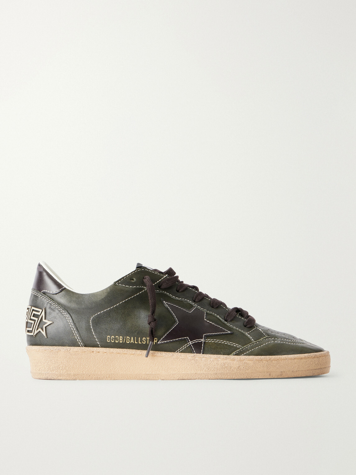Golden Goose - Ball Star Distressed Leather Sneakers - Green