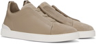 ZEGNA Taupe Triple Stitch Sneakers