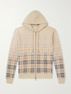 Burberry - Checked Cotton-Jersey Hoodie - Neutrals