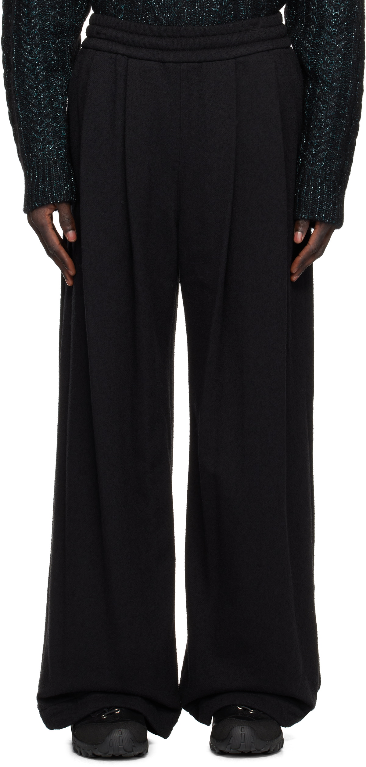 WOOYOUNGMI Black Boucle Sweatpants