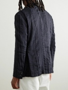 Barena - Levo Striped Linen and Cotton-Blend Blazer - Black