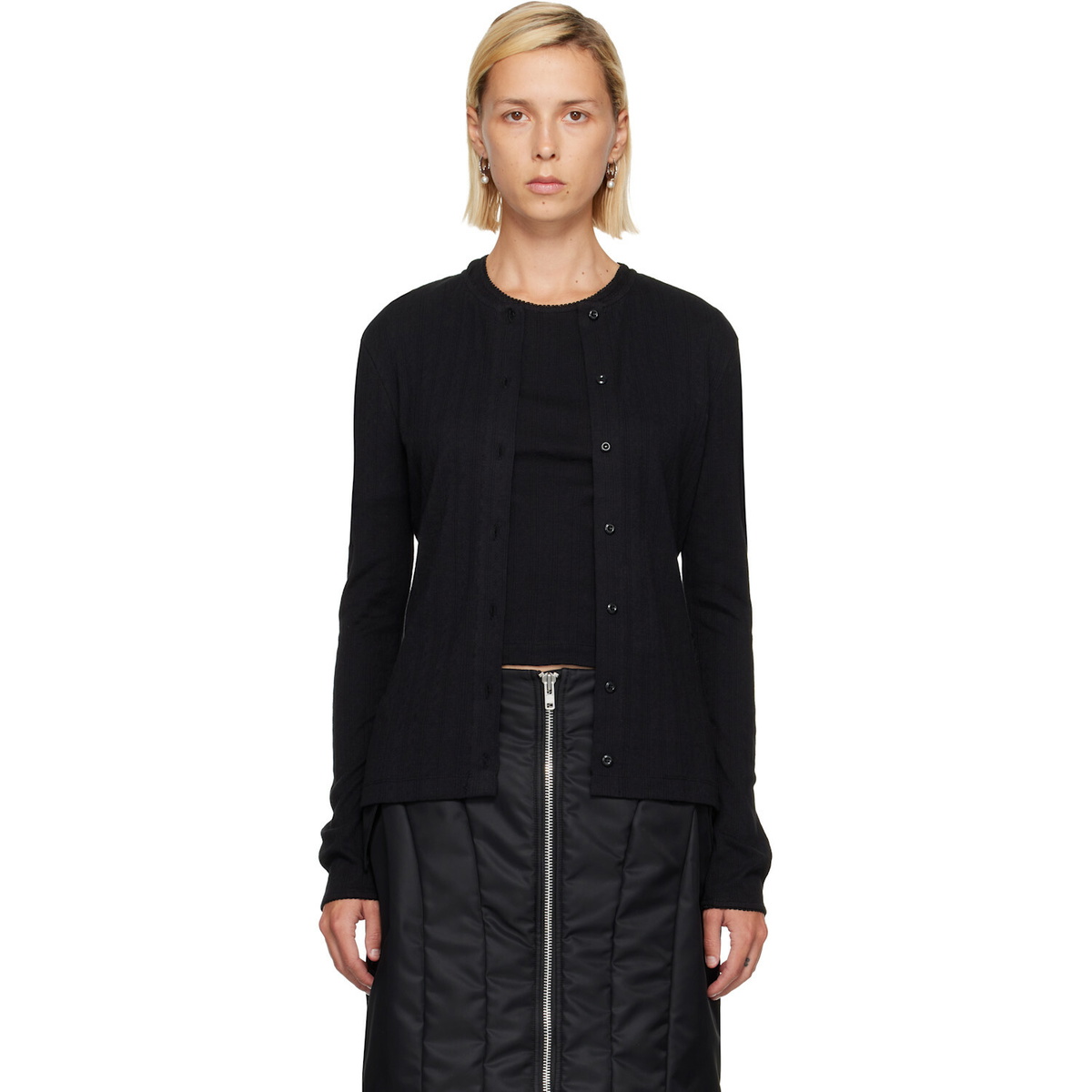 Simone Rocha Black Pointelle Cardigan