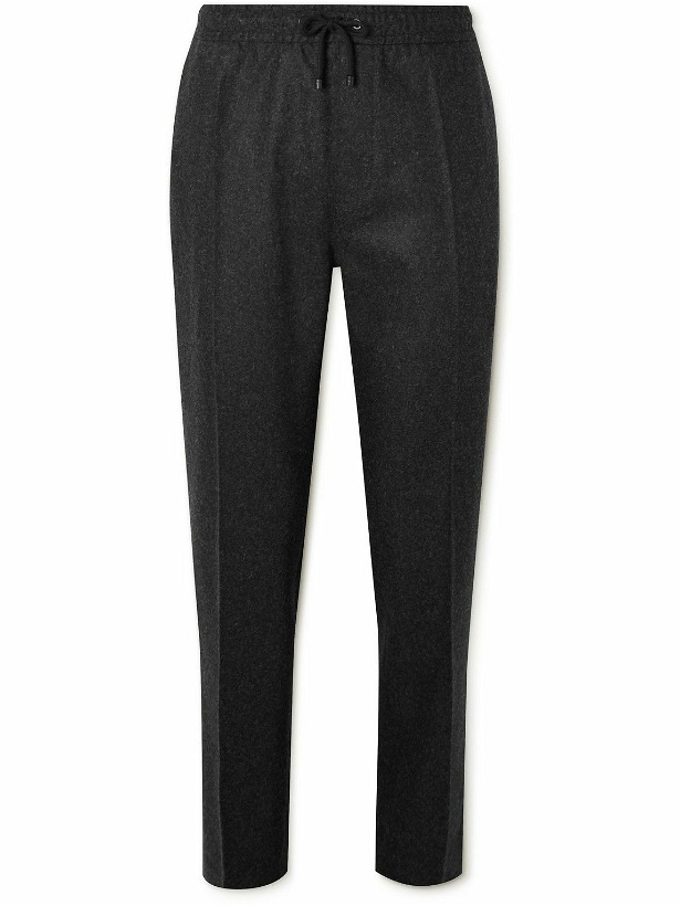 Photo: FRAME - Travel Tapered Wool-Blend Flannel Drawstring Trousers - Black