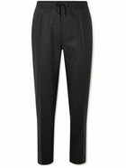 FRAME - Travel Tapered Wool-Blend Flannel Drawstring Trousers - Black