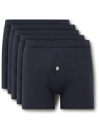 Hamilton And Hare - Five-Pack Stretch Lyocell and Cotton-Blend Boxer Briefs - Blue