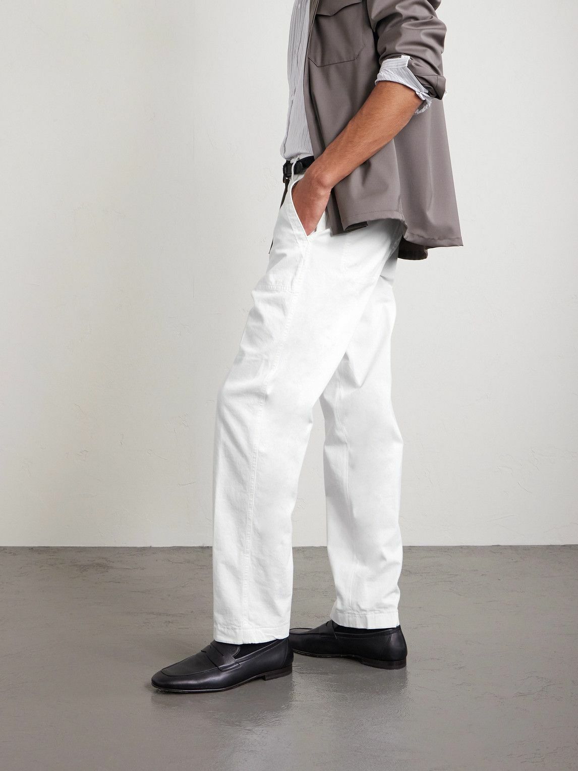 Canali - Straight-Leg Cotton-Blend Twill Trousers - Neutrals