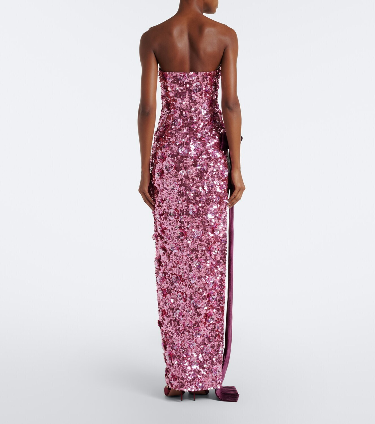 Retrofête Sylpha bow-detail sequined bustier gown