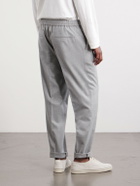 Brunello Cucinelli - Tapered Pleated Virgin Wool-Flannel Drawstring Trousers - Gray