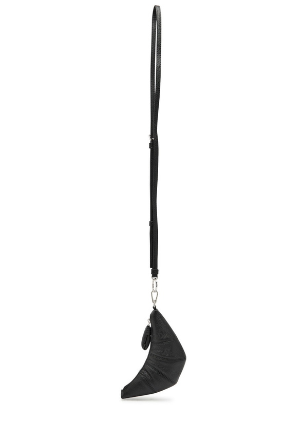 Photo: Lemaire Croissant Leather Cross-body Coin Purse - Black - One Size