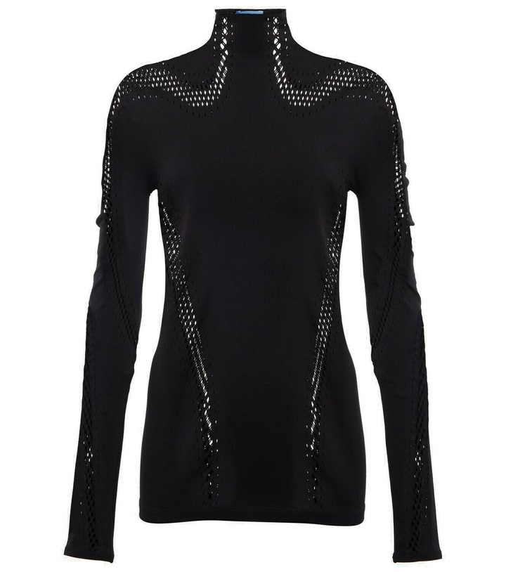 Photo: Mugler - Open-knit high-neck mesh top
