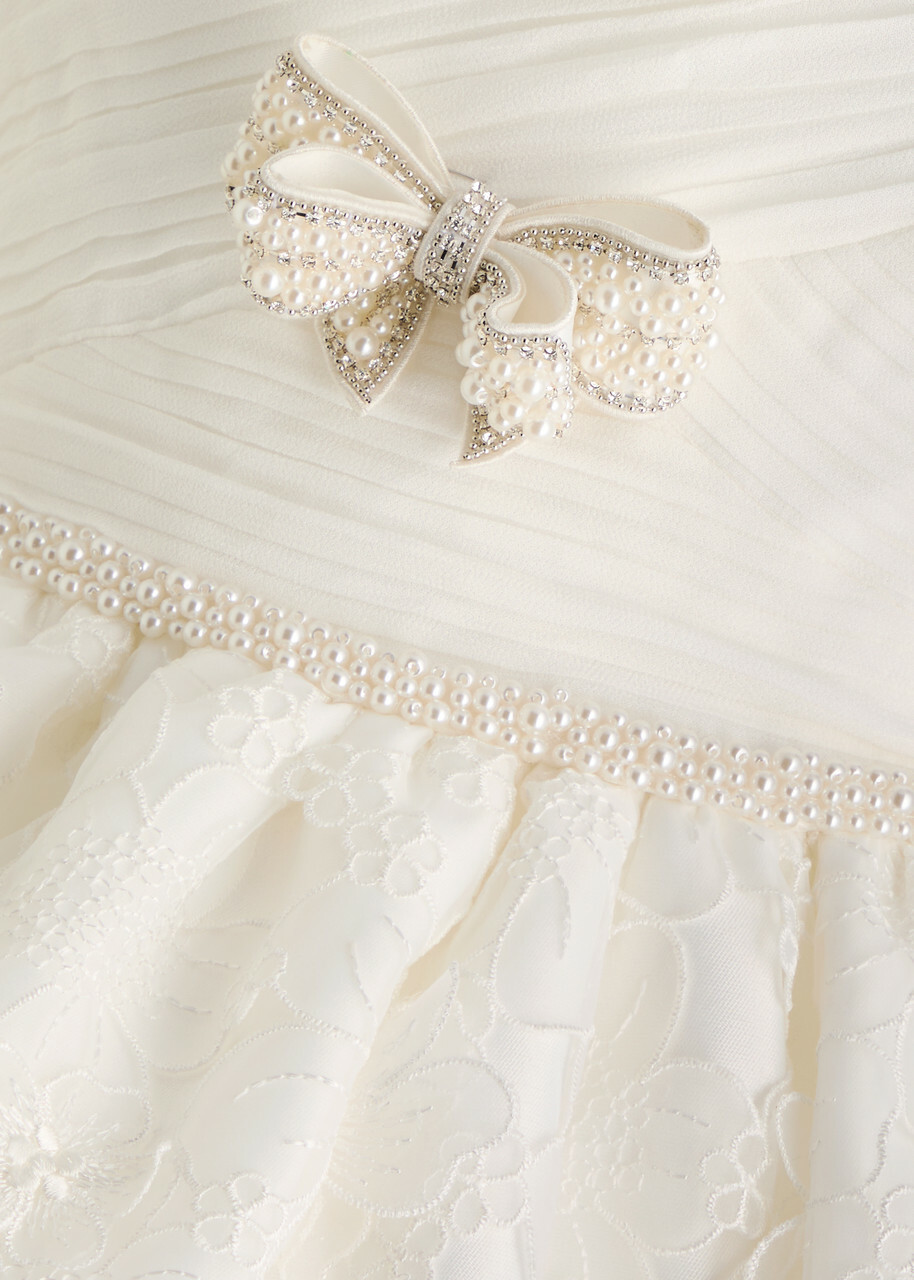 Self-portrait Embellished Organza Mini Dress White