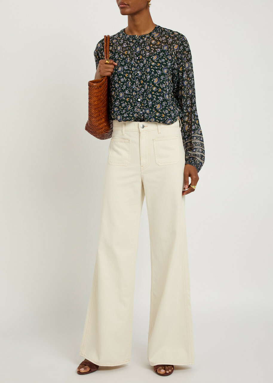 Veronica Beard Kasey Wide-leg Jeans Ecru