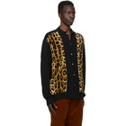 WACKO MARIA Black and Brown Leopard Polo Cardigan