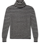 SAINT LAURENT - Striped Mohair-Blend Rollneck Sweater - Black