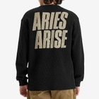 Aries Men's Peace Press Gothic Waffle Long Sleeve T-Shirt in Black