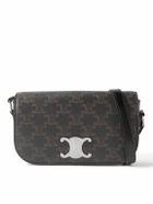 CELINE - Triomphe Leather-Trimmed Logo-Print Coated-Canvas Messenger Bag