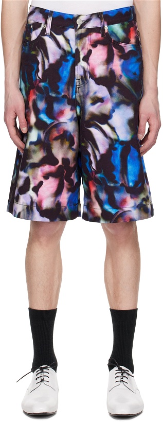 Photo: Dries Van Noten Multicolor Printed Denim Shorts