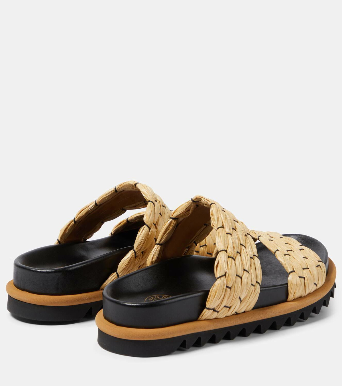 Dries Van Noten Woven and raffia and leather slides