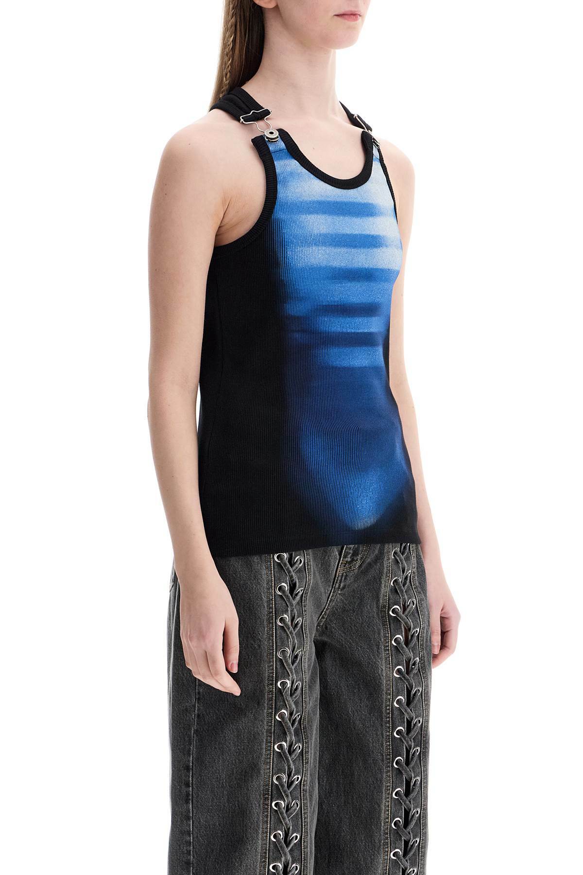 JEAN PAUL GAULTIER sleeveless blue cotton striped top le male with