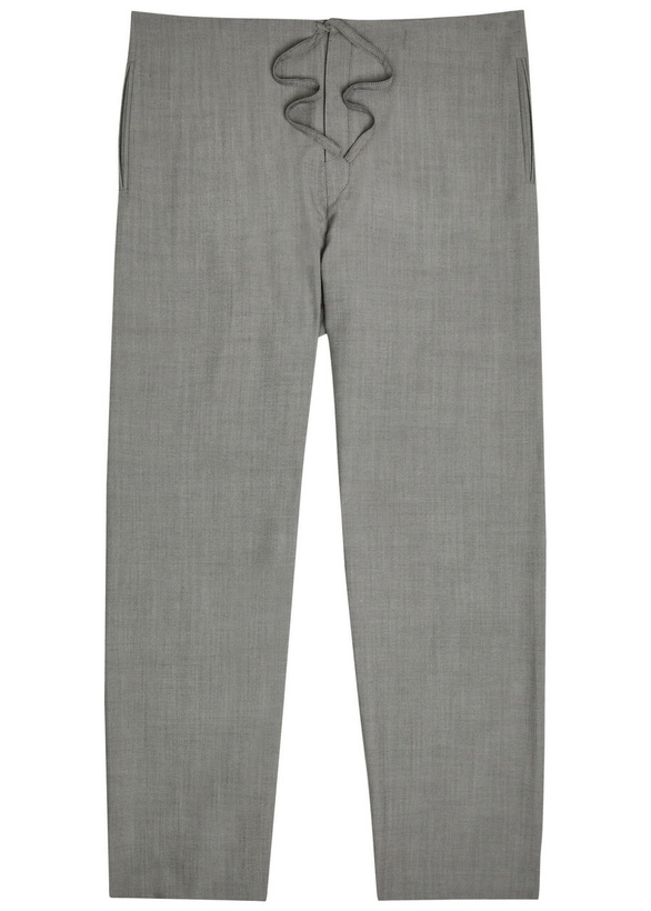 Photo: Calvin Klein Drawstring Straight-leg Wool Trousers Grey