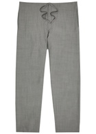 Calvin Klein Drawstring Straight-leg Wool Trousers Grey
