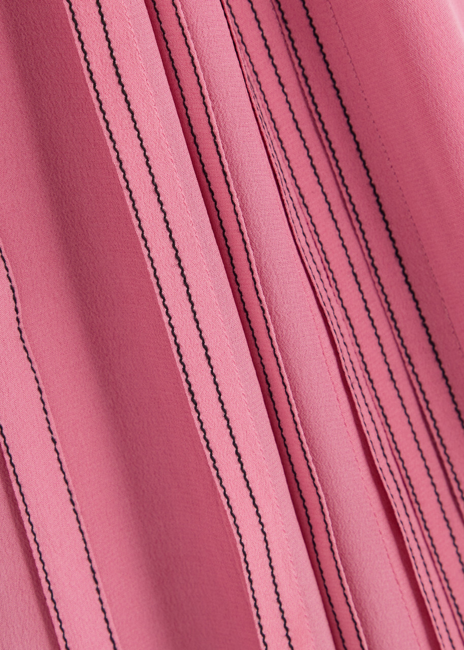Lovebirds Natalie Pintuck Silk-chiffon Midi Dress Pink