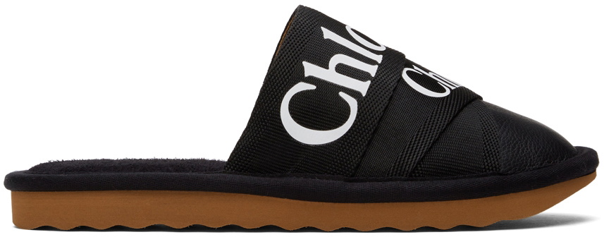 Chloé Black Woody Mule Slippers