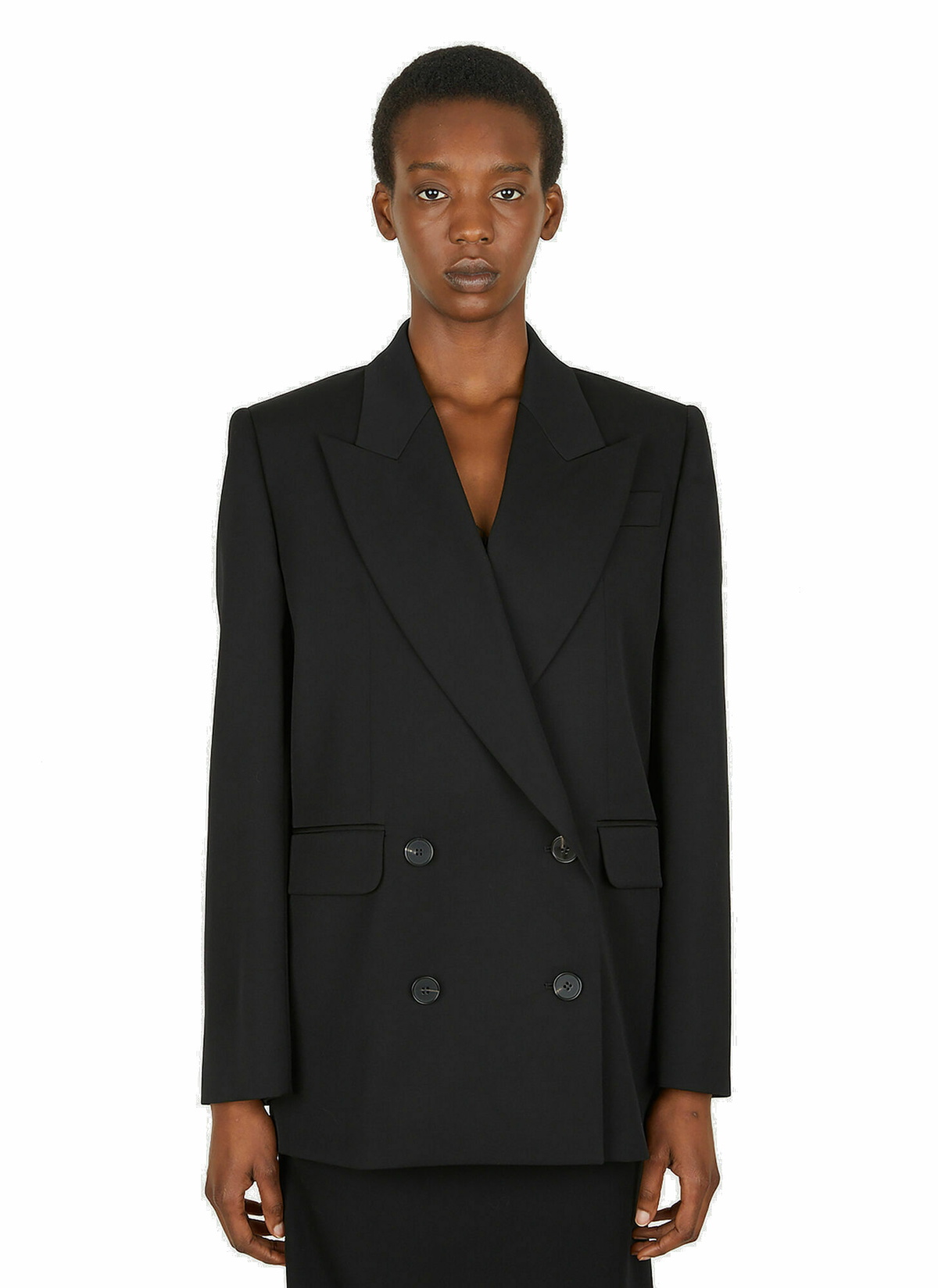 Boxy Double Breasted Blazer in Black Alexander McQueen