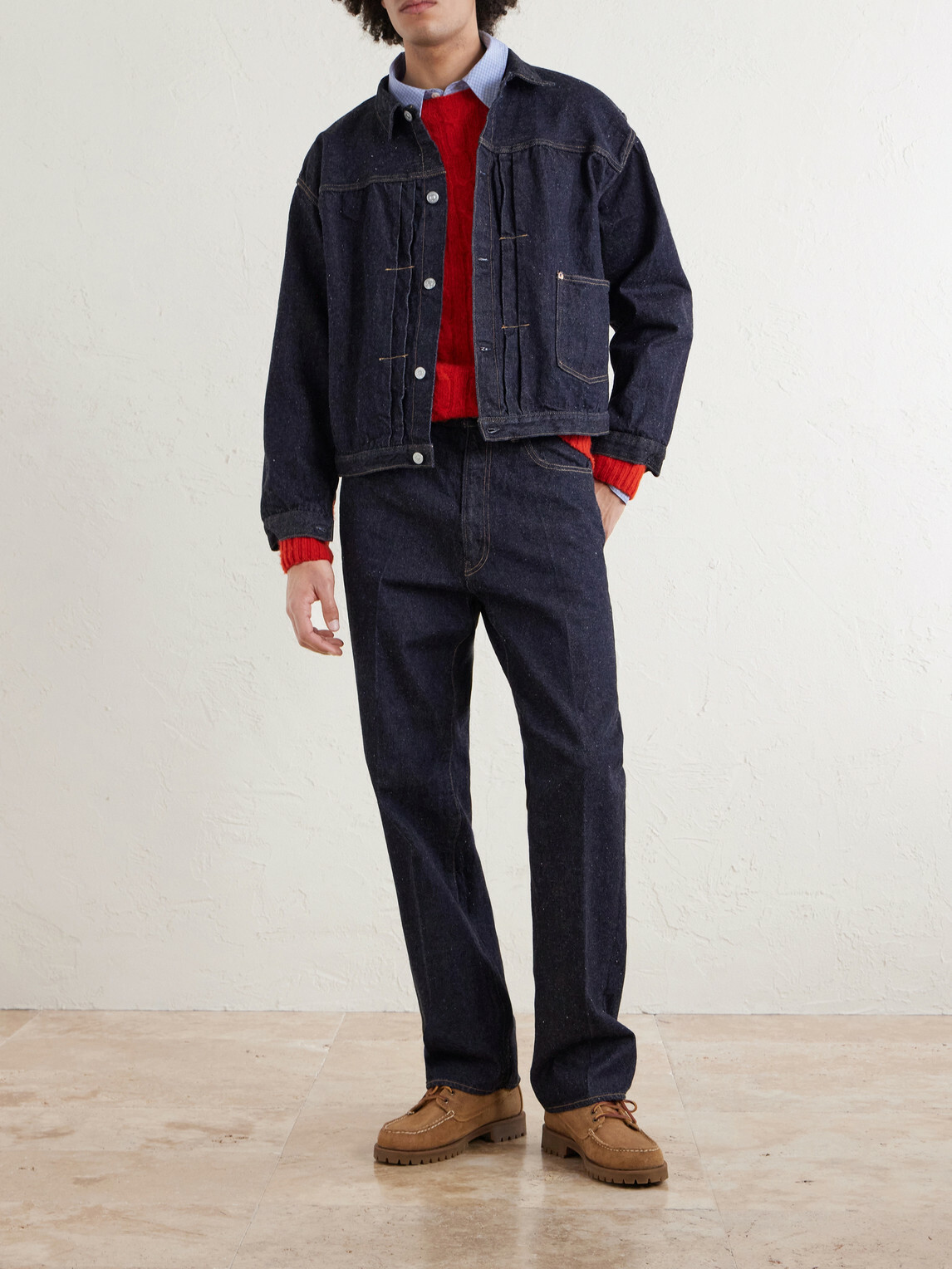 Kaptain Sunshine - Pleated Selvedge Denim Jacket - Blue Kaptain