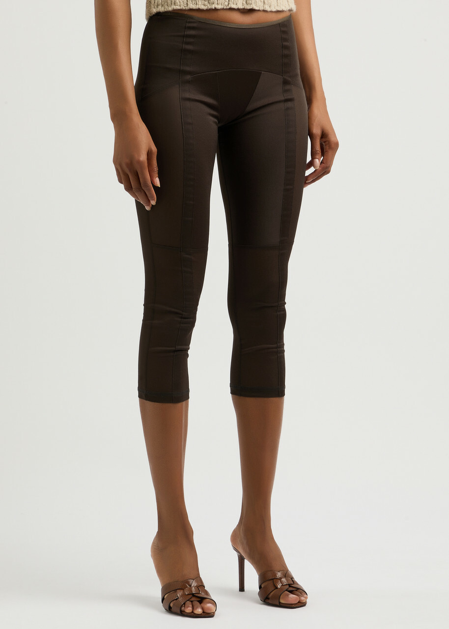 Knwls Grace Cropped Fine-knit Leggings Brown
