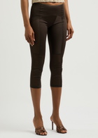 Knwls Grace Cropped Fine-knit Leggings Brown
