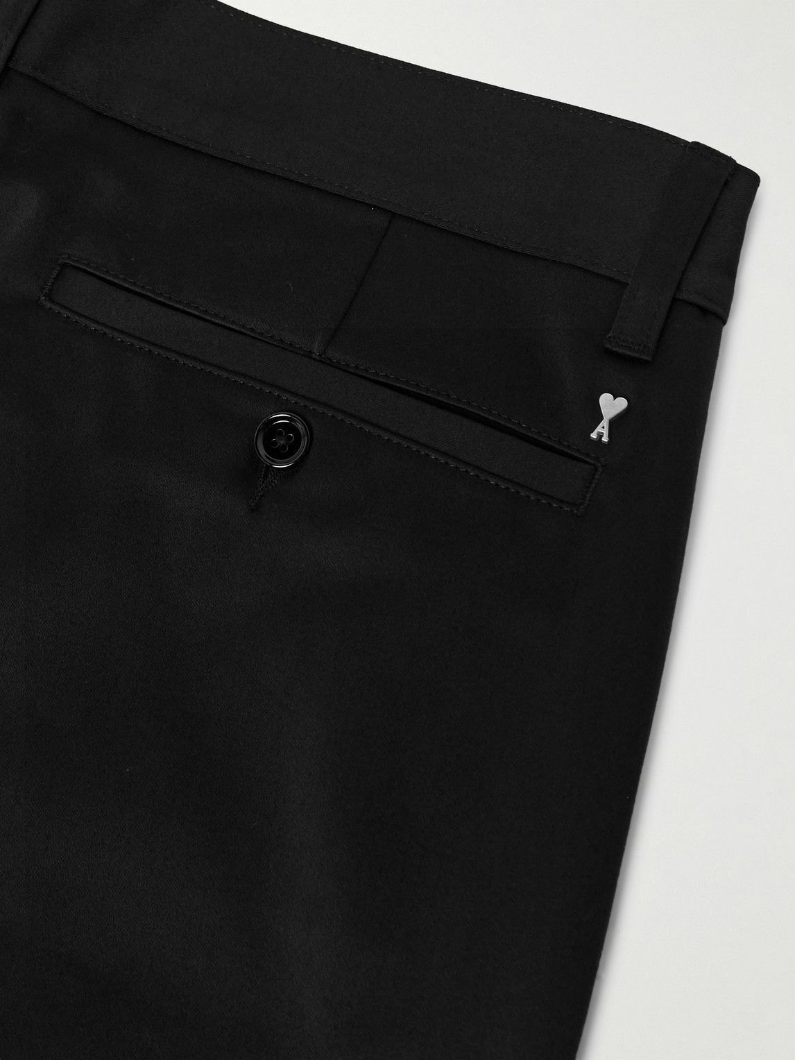 AMI PARIS - Straight-Leg Cotton-Sateen Chinos - Black AMI