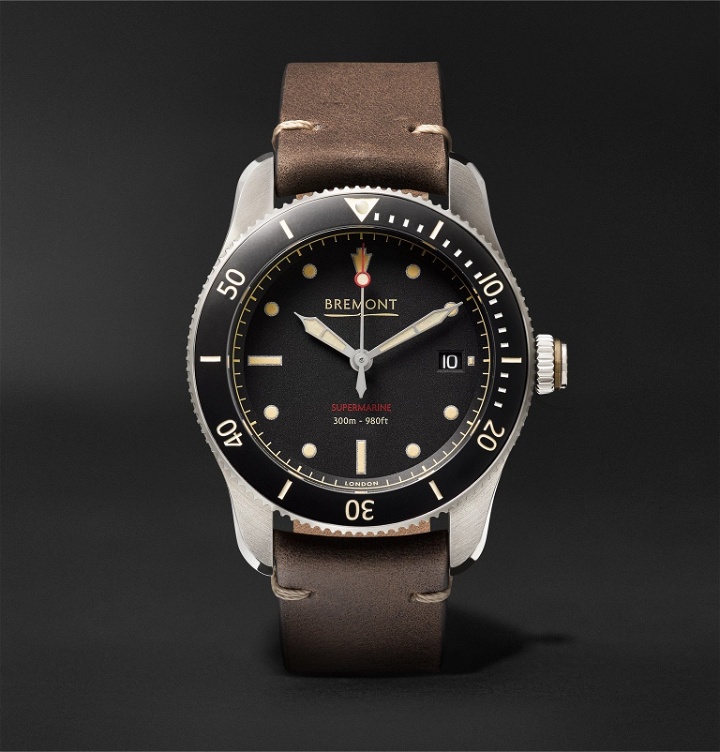 Photo: Bremont - Supermarine Type 301 Automatic Chronometer 40mm Stainless Steel and Leather Watch, Ref. No. S301/BK - Black