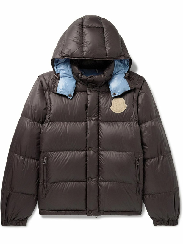 Photo: Moncler - Cyclone Convertible Logo-Appliquéd Quilted Shell Hooded Down Jacket - Brown