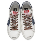 Golden Goose White and Navy Superstar Sneakers